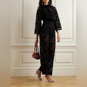 LORETTA CAPONI Leda Corded Lace Jacket With Velvet Trim S NEW NWT